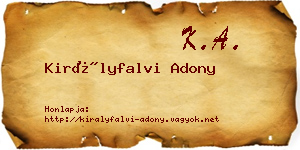 Királyfalvi Adony névjegykártya